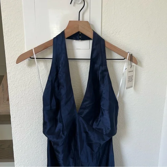 Reformation Daniela Silk Maxi Dress in Navy Blue - Picture 7 of 14